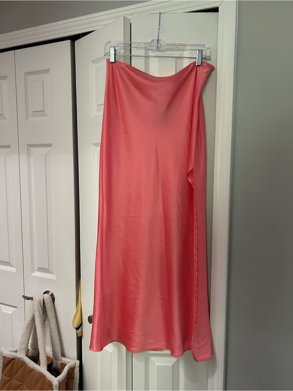 Coral Satin Maxi Slip Skirt - Women